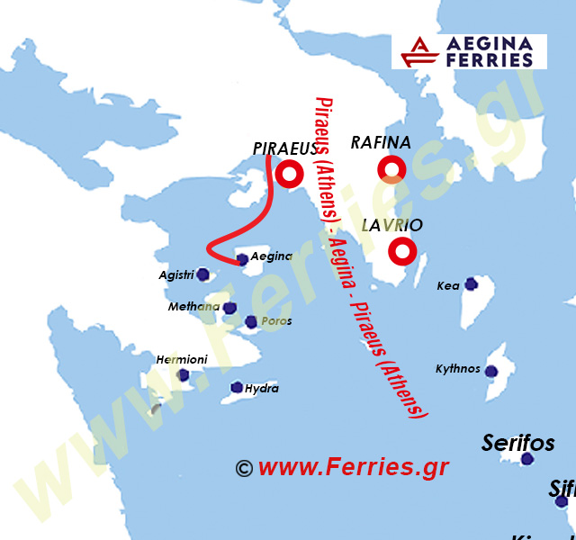 Aegina Ferries Streckenkarte