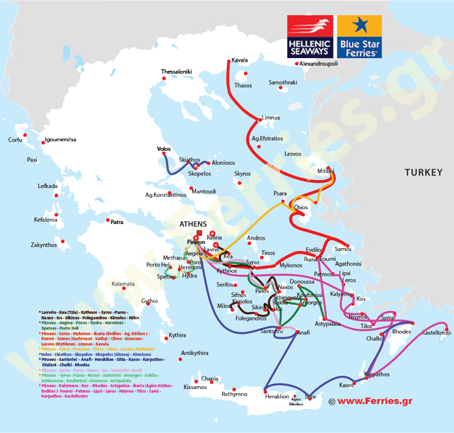 BlueStar Ferries Route Map