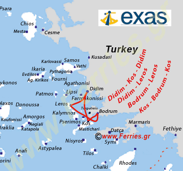 Exas Shipping Χάρτης δρομολογίων